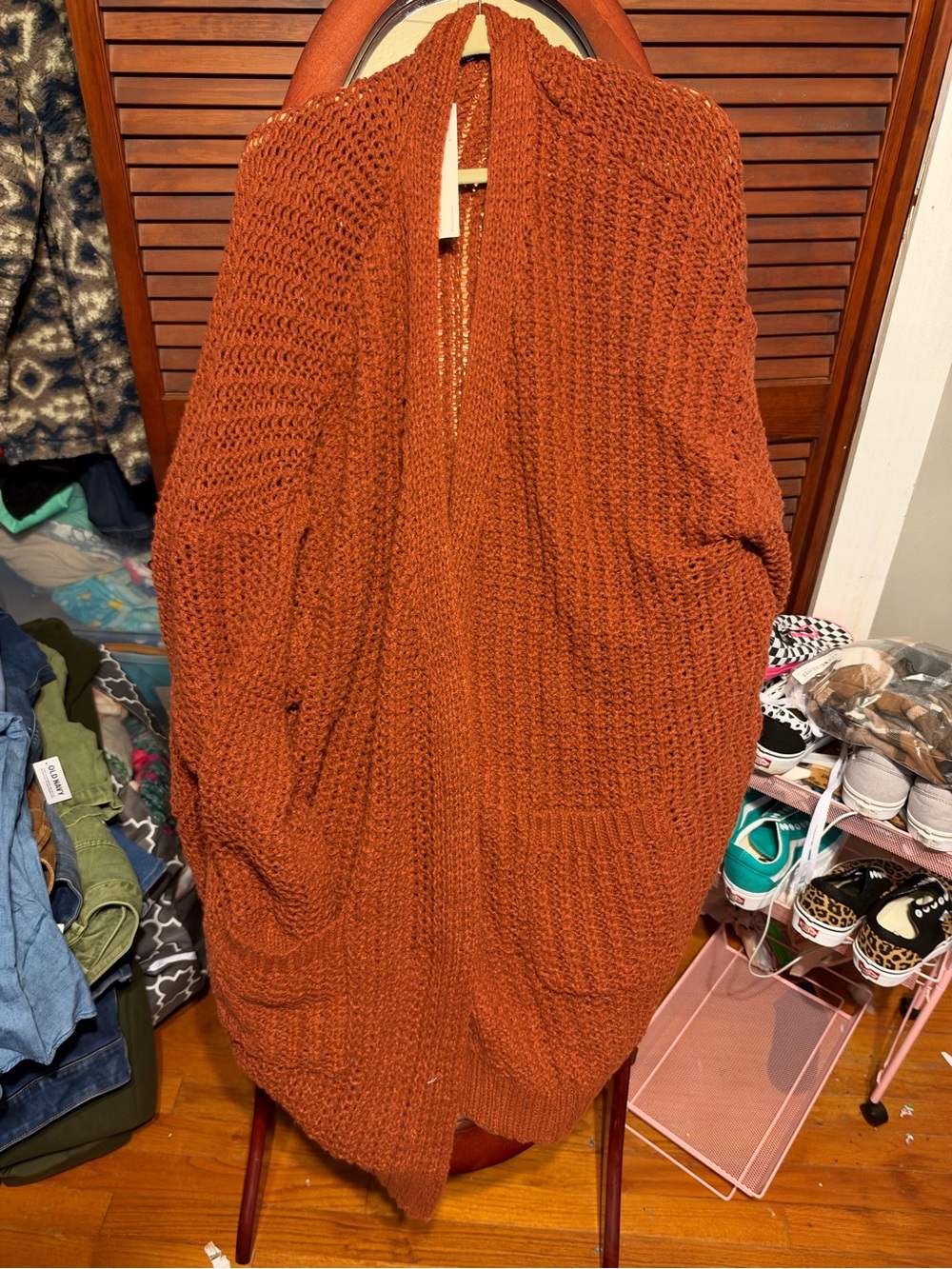 BloomChic Open-Front Chunky Cardigan - Rust Orange - Picture 1 of 3